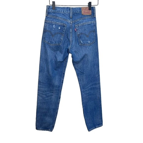 Levi's Distressed Tapered High Rise Button Fly Jeans Size 24 - Picture 2 of 13